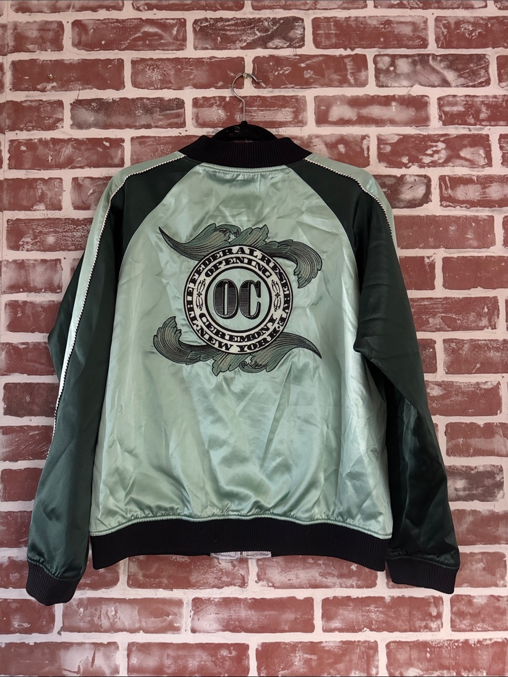 Opening Ceremony Reversible 100% Silk Souvenir Money Bomber Jacket Large